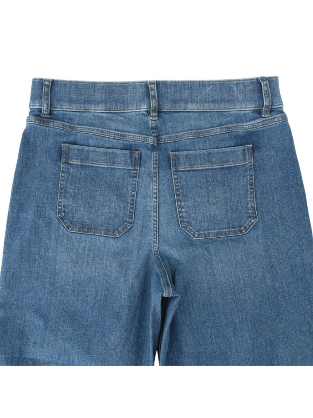 Spanx Everywhere Wide Leg Cropped Denim Patch Pockets Tummy Control Jeans XL - Picture 8 of 8